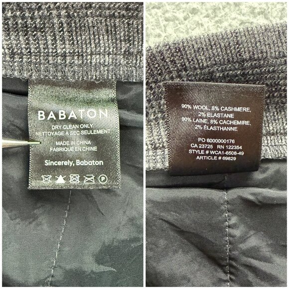 Aritzia Babaton Pants Womens 8 Grey Plaid Cohen Ankle Trousers Wool Cashmere 1 - Picture 6 of 7